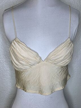 Princess Polly Cream Satin Cami Size 4 Bralette, Cropped Top, Racerback Tank Top
